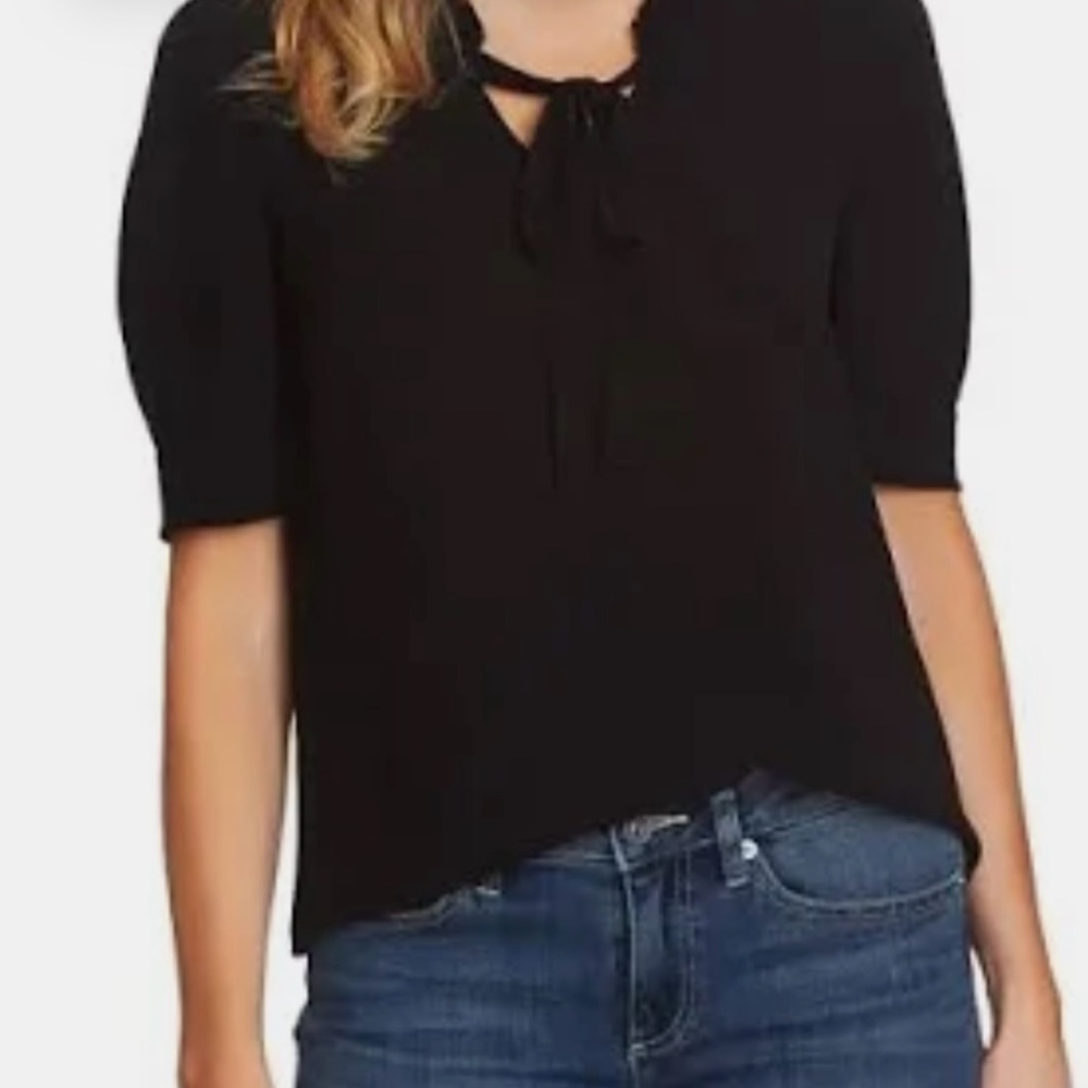 CeCe Ruffle Tie Neck Top